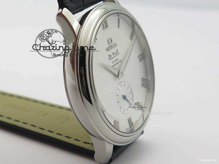 0404 Flexible De Ville MK 1:1 Best Edition SS White Dial On Black Leather Asian Seagull T1701 (Sec@6) 8244